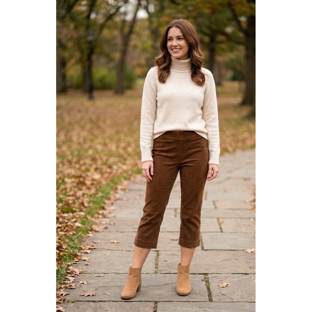 Avenue Montaigne Leo Brown Corduroy Flare Pull On Pants Size 2 Made in NYC